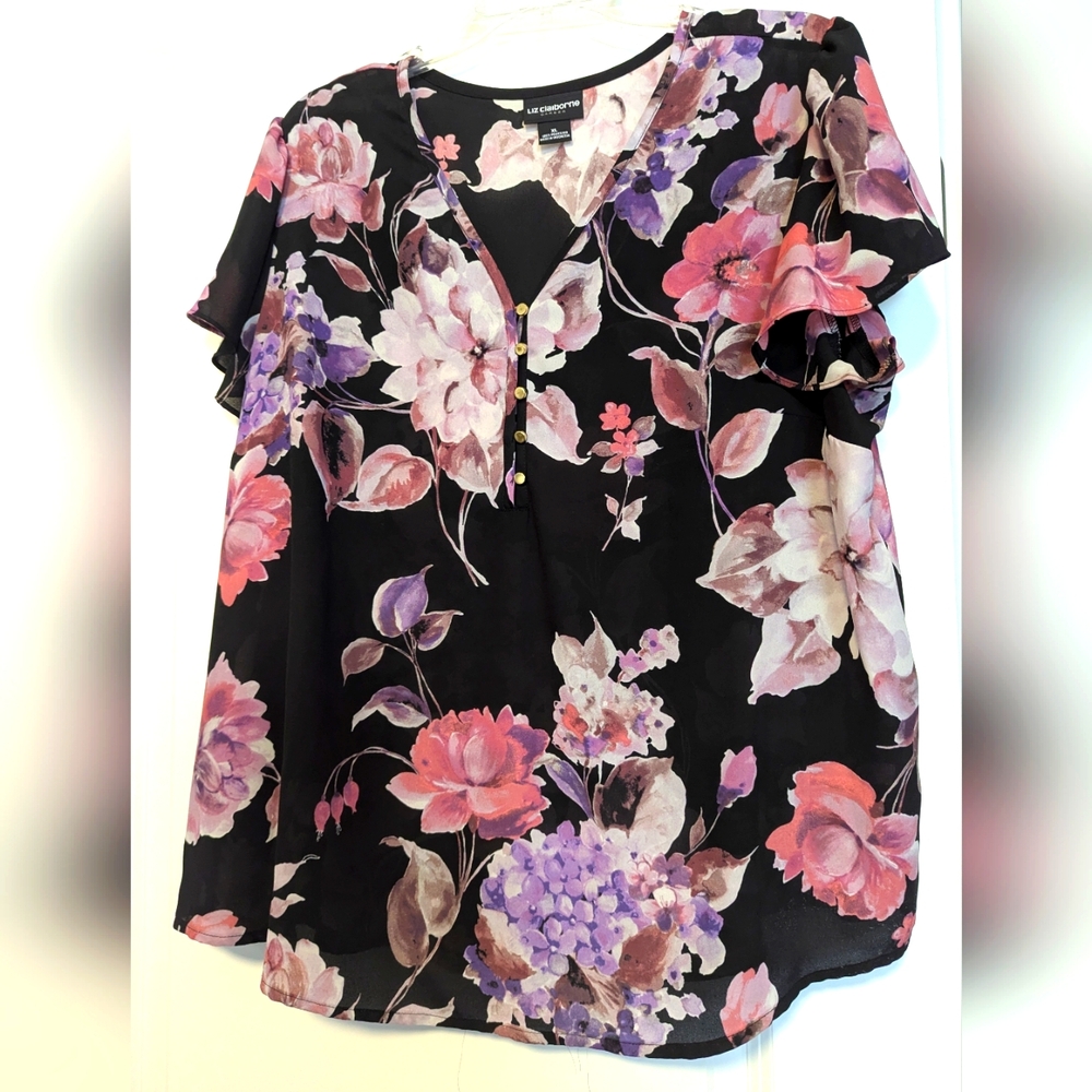 Liz Claiborne Black Floral Blouse